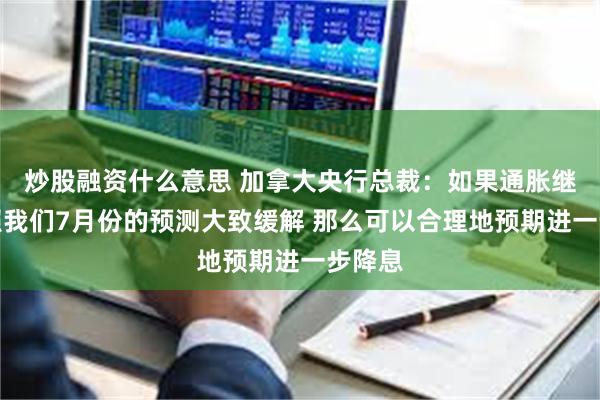 炒股融资什么意思 加拿大央行总裁：如果通胀继续按照我们7月份的预测大致缓解 那么可以合理地预期进一步降息